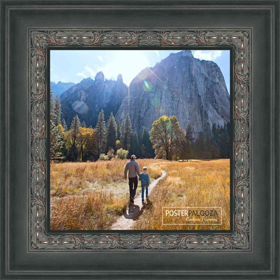 5x7 Distressed/Aged Black Complete Wood Picture Frame with UV Acrylic, Foam Board Backing, & Hardware