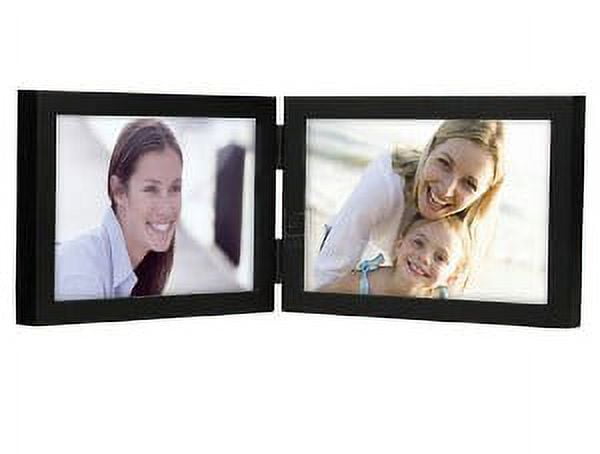 Elegant Black Wood 5x7 Double Horizontal Picture Frame