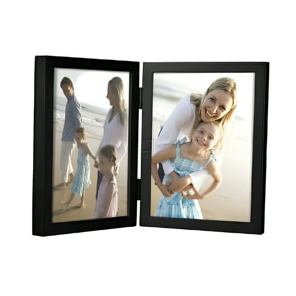 Malden International Designs Black Concept Wood Picture Frame, Double Vertical, 2-5x7, Black