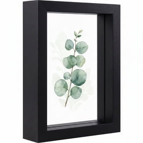 5x7 Floating Frame, Double Plexglass Display for 4x6,3.5x5 Art Pictures Posters, Tabletop Shelf Decor or Wall Hanging,Black