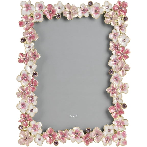 5x7 Floral Metal Picture Frame Decor Ornate Antique Enamel Photo Frames with Glass Front, Art Decor Tabletop Display, Gifts Ideas , Horizontally & Vertically,pink,Home Decor