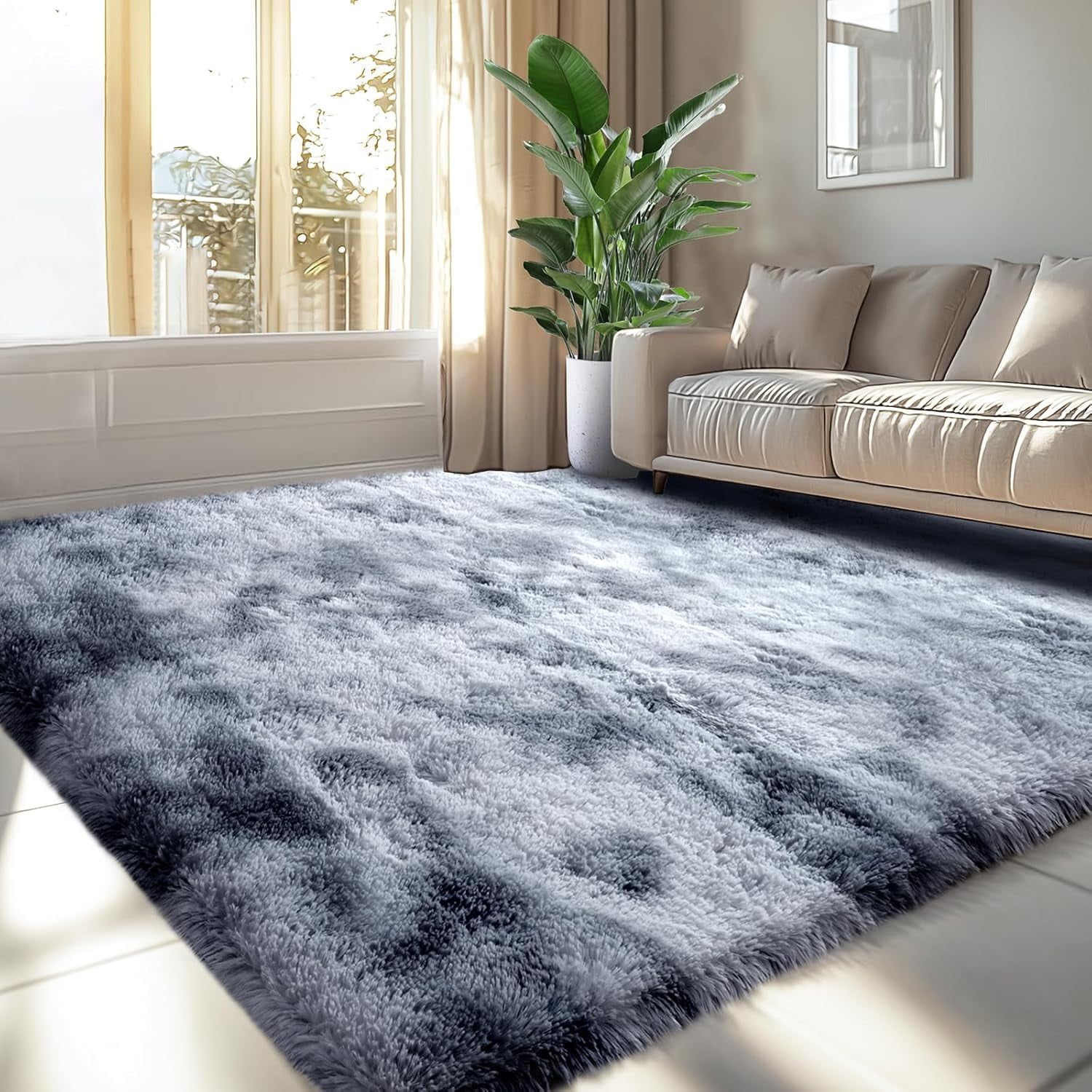 5x7 Fluffy Area Rugs for Bedroom: Furry Rugs for Bedroom- 5x7 Dark Grey ...