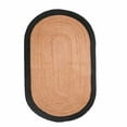 thumbnail image 1 of 5x7 Ft Oval Black & Natural Jute Area Rug, Hand-Woven, Farmhouse Boho Style, Durable & Pet-Friendly Rug for Living Room, Dining Room, and Bedroom, 1 of 5