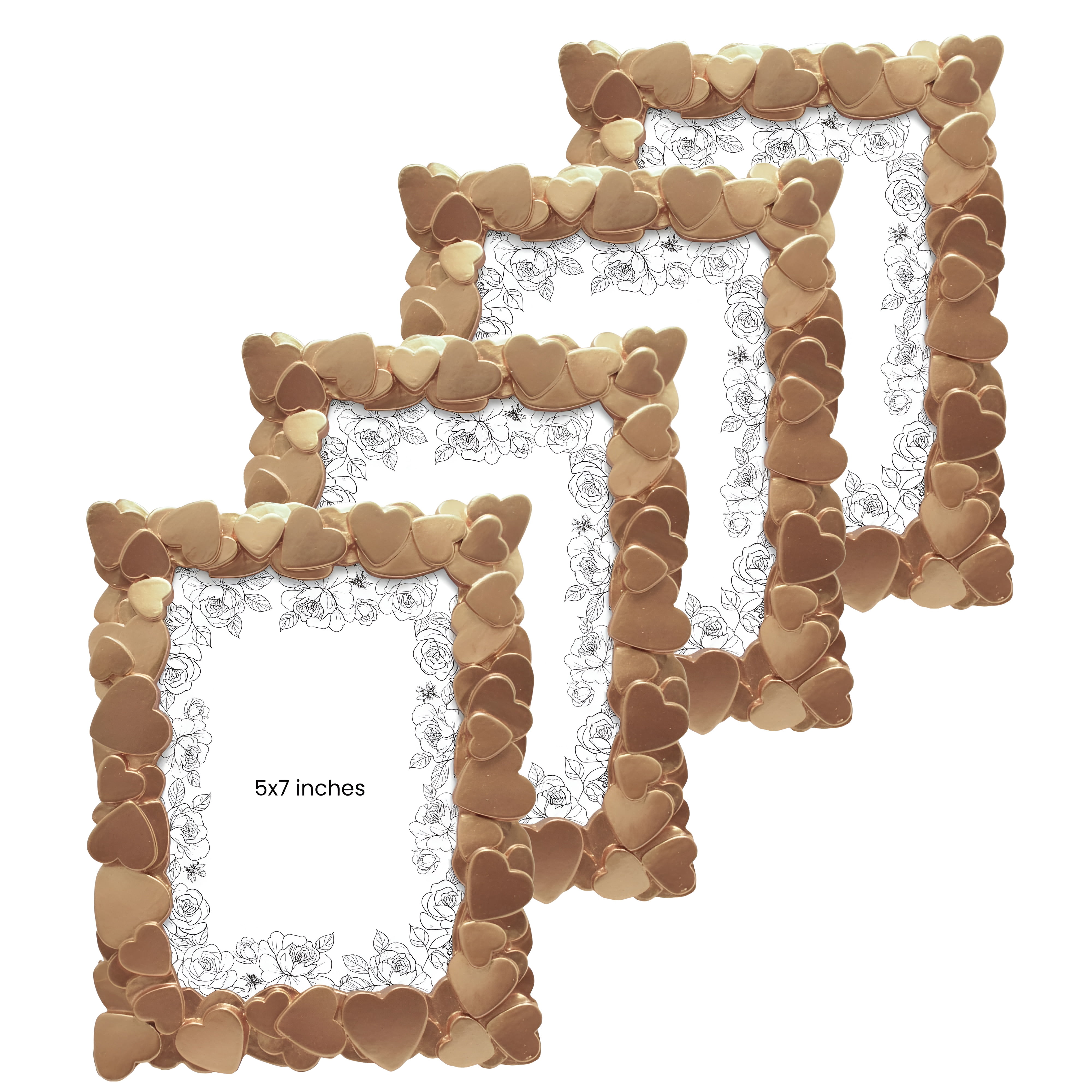 5x7 Gold Resin Picture Frames, Heart Cluster Design Photo Frames for ...