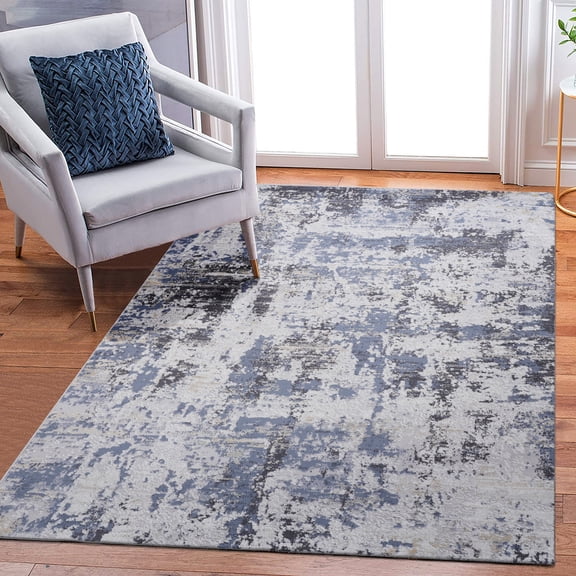 5x7 Grey/denim Abstract Area Rug By Loom & - Soft And , Non-shedding, Stain For Bedroom To Stains, Non-shedding Dining Room, Entryway