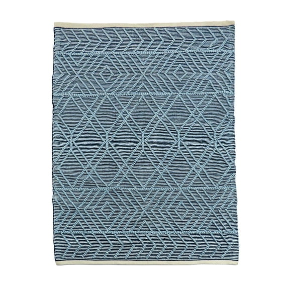5x7 ft. Hand Woven Outdoor Rug, Navy Blue
