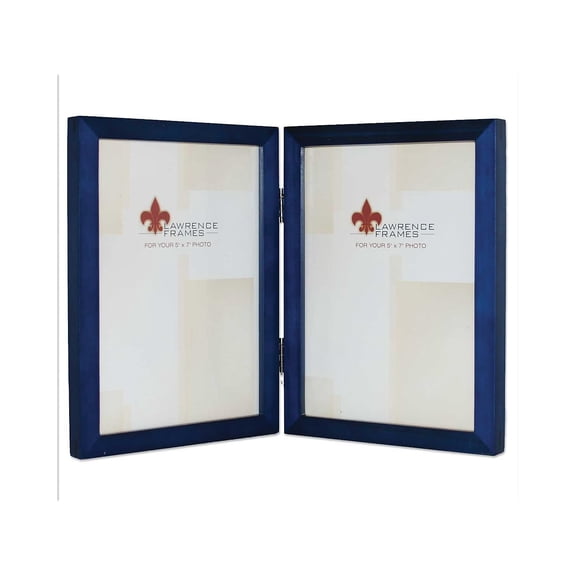 5x7 Hinged Double Blue Wood Picture Frame - Gallery Collection
