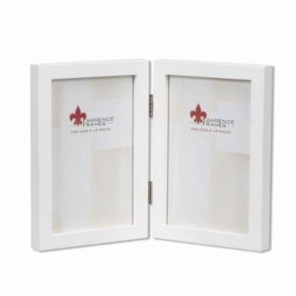 5x7 Hinged Double White Wood Picture Frame - Gallery Collection