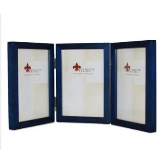 5x7 Hinged Triple Blue Wood Picture Frame - Gallery Collection