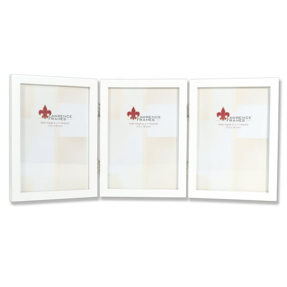 5x7 Hinged Triple White Wood Picture Frame - Gallery Collection
