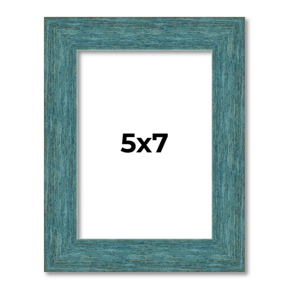 5x7 IN Frame Blue Rustic Barnwood Solid Wood Picture Frame Width 1.25 Inches | Interior Depth 0.5