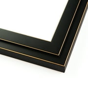 5x7 In Black Two-Step Wood Frame w/ a Yellow Accent - 'Pinstripe' Thin - Great for Posters, Photos,