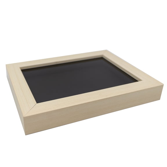 5x7 In Shadow Box Frame Light Real Wood with a Black Acid-Free Backing | 3/4" of Usuable Depth | UV