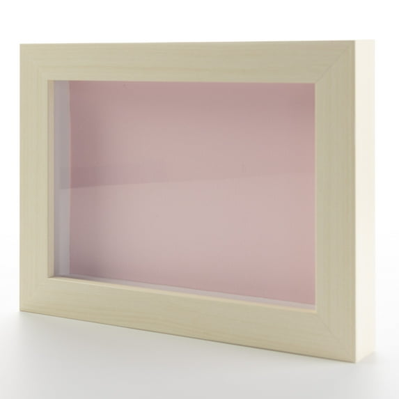 5x7 In Shadow Box Frame Light Real Wood with a Pink Acid-Free Backing | 3/4" of Usuable Depth | UV