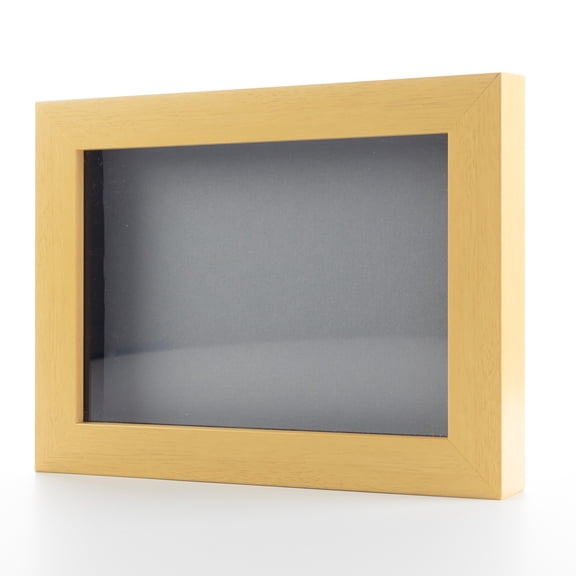 5x7 In Shadow Box Frame Natural Real Wood with a Grey Acid-Free Backing | 3/4" of Usuable Depth |