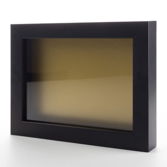 5x7 In Shadow Box Frame Painted Black Real Wood with a Gold Acid-Free Backing | 3/4" of Usuable