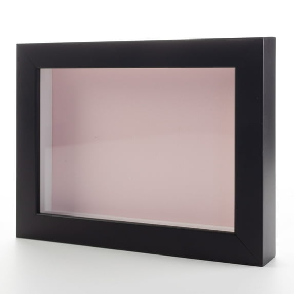 5x7 In Shadow Box Frame Painted Black Real Wood with a Pink Acid-Free Backing | 3/4" of Usuable