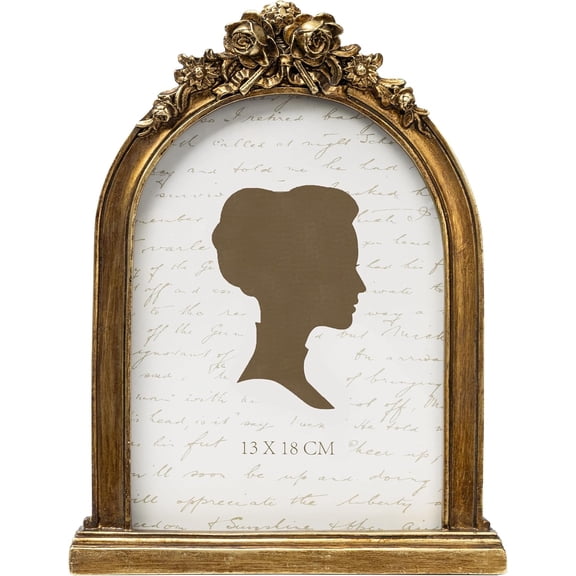 5x7 Inch Vintage Flower Picture Frame, Antique Rose Floral Photo Frames with Glass Front, Elegant Photo Display, Tabletop Wall Hanging, Gift Ideas, Bronze