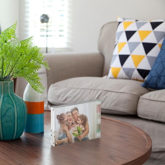 5x7 Inches Acrylic Picture Frame,Clear Freestanding Double Sided Magnetic Acrylic Lucite Frameless Transparent,Gift for Desktop Display(5 Pack)