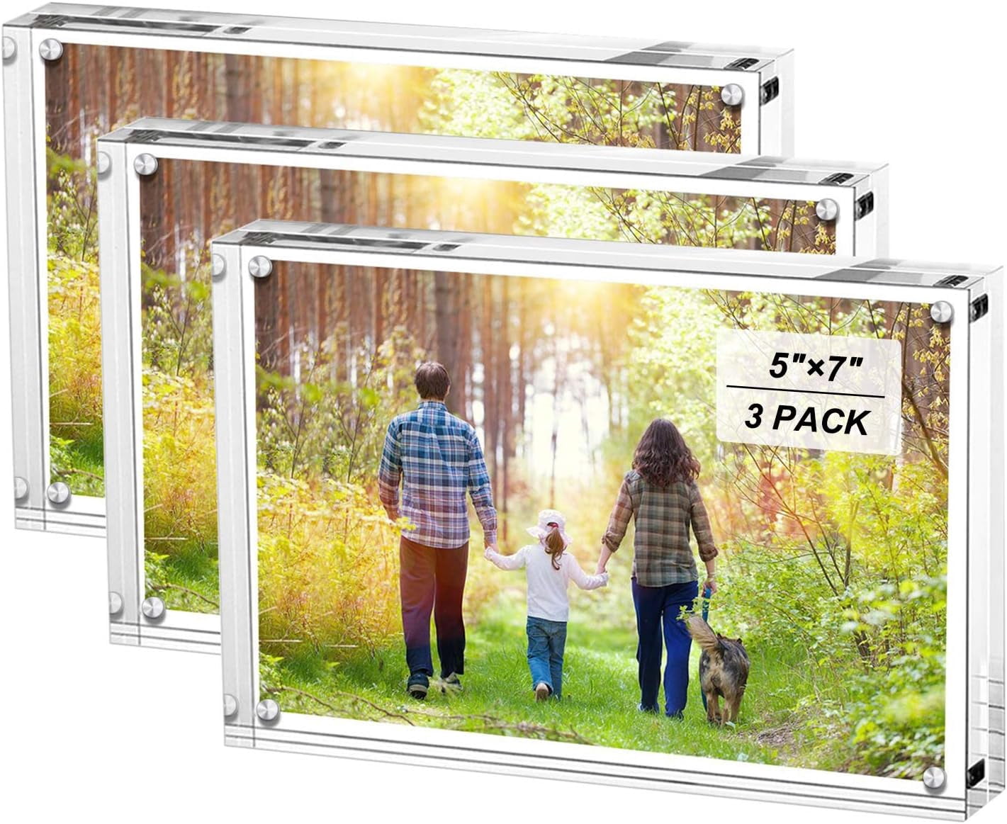 5x7 Inches Acrylic Picture Frames- 3 Pack, Desktop Frameless Photo ...