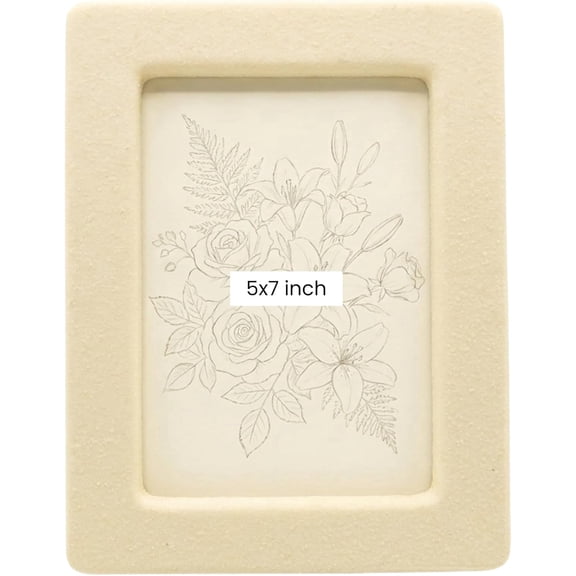 5x7 Ivory Resin Picture Frames, Stone Look Decorative Rectangular Photo Frames for Tabletop Display