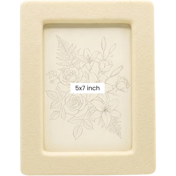 5x7 Ivory Resin Picture Frames, Stone Look Decorative Rectangular Photo Frames for Tabletop Display