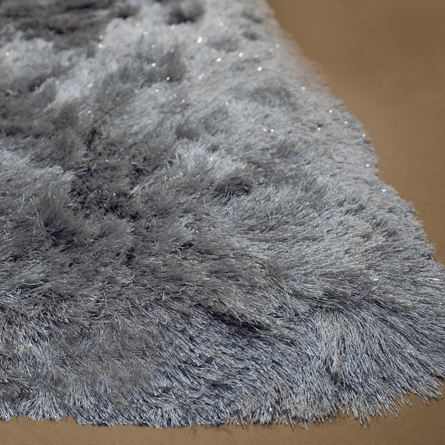 5x7 Light Gray with Silver Glitter Shag Area Rug Shaggy Fluffy Fuzzy