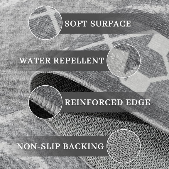 5x7 Light Grey Area Rugs for Living Room, Machine Washable Non-Slip Backing Low Pile Indoor Floor Rugs, Large Modern Carpet for Bedroom Entryway Classroom Playroom Dining Room Home Decor