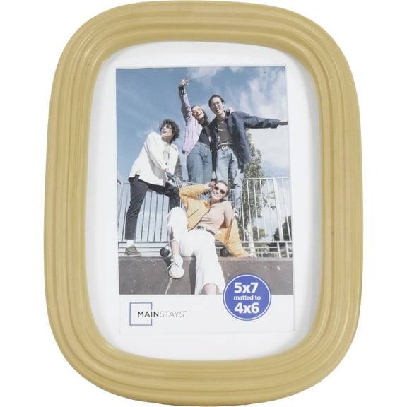 Mainstays Golden Curry Ribbed Rounded Corner 5x7 Picture Frame Matted to 4x6, Gold Photo Frame for Wall, Tabletop Display