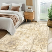 5x7 Modern Abstract Rug Washable Area Rugs for Living Room Bedroom Dining Room Non-Slip Low Pile Neutral Large Rug Soft Indoor Floor Carpet, Gold