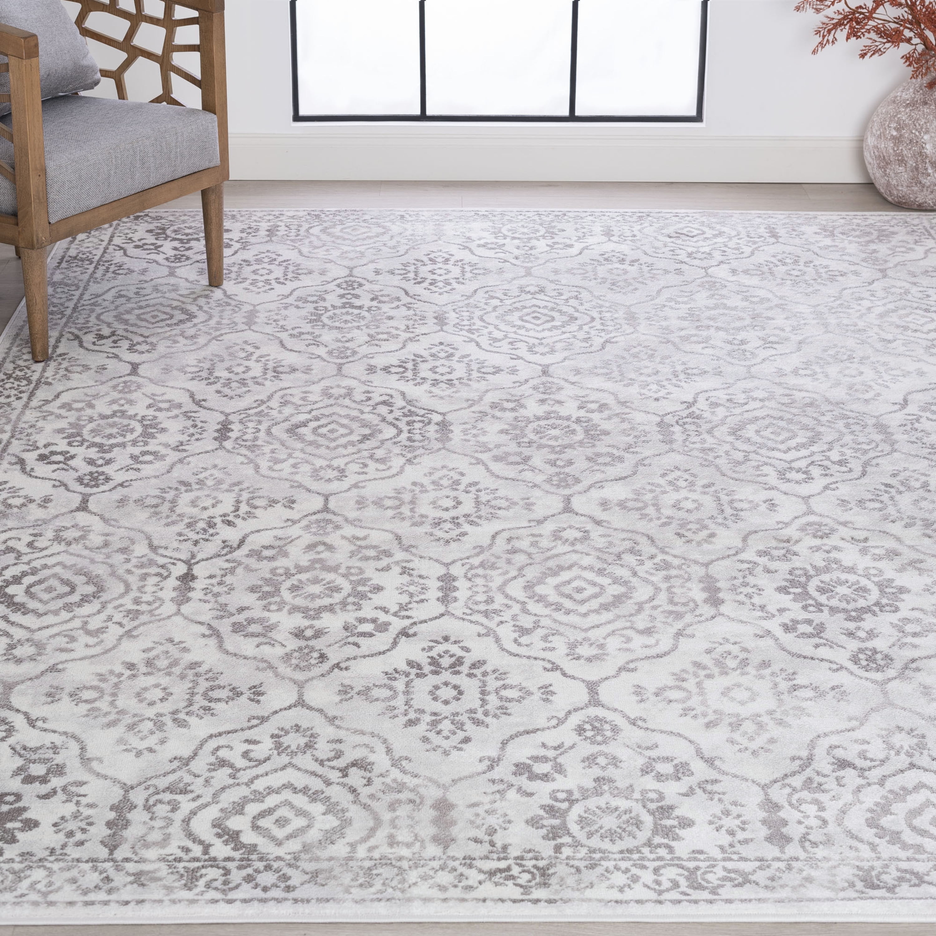 Bliss Rugs Persian Traditional Area Rug, Floral Indoor Rugs for Living Room, Dining Room, Bedroom | White, 5' x 7' (5'3''x7'3'')