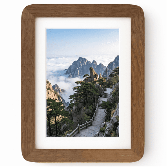 5x7 Oak Wood Picture Frame,Solid Wood Frame With Mat For 4x6 Photos,Scch-Resistant Plexiglas,Wall Hanging Hardware And Desktop Stand,Perfect For Bedroom Office Decor,Walnut Wood(1Pack)