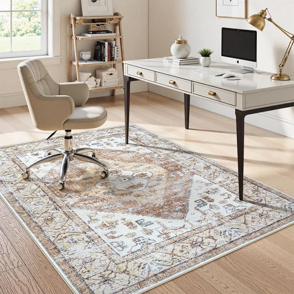 5x7 Office Chair Mat for Hardwood Floor/Tile, Desk Chair Mat for Home Offices, Under Desk Rug for Rolling Chair, Anti-Slip Office Rugs for Rolling Chairs, Large Floor Protector Rug, Khaki