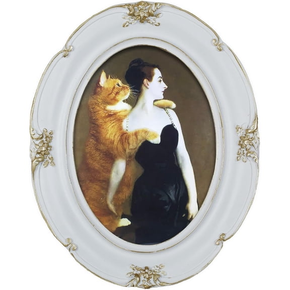 5x7 Oval Picture Frame, White Vintage Style, Glass Front, Suitable for Tabletop or Wall Hanging, Antique Dcor