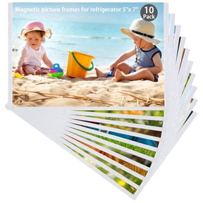 5x7 Photo Sleeves, 10 Pack Magnetic Frame Reusable, Magnetic Photo Frames for Refrigerator 5x7” With Black Border, Refrigerator Magnets For Pictures Suitable Home, School, Office