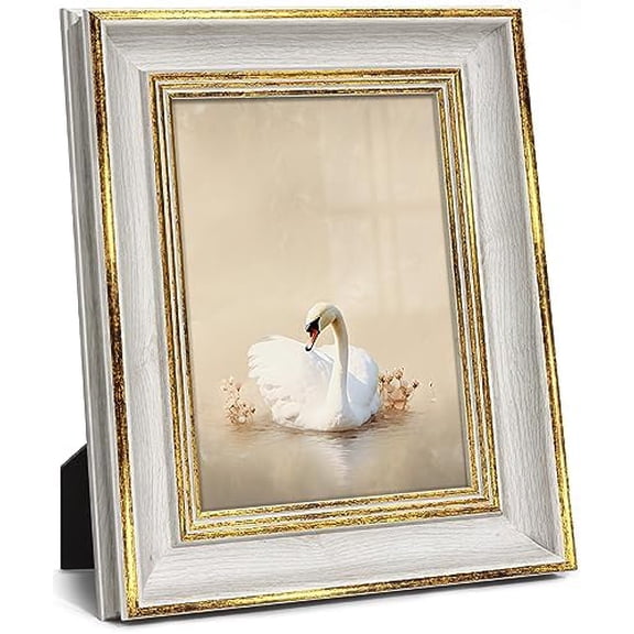 5x7 Picture Frame Antique Vintage Photo Frame Retro White Gold Picture Frames for Desk Standing Wall Hanging Home Decor Wedding Gifts Birthday Gift for Grandma Mom