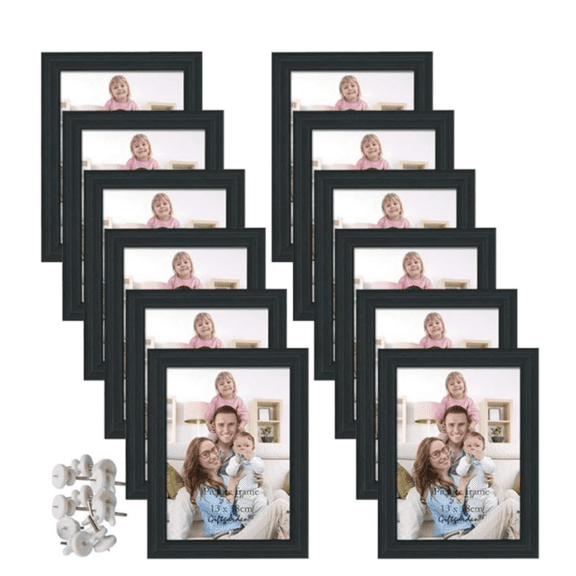5x7 Picture Frame Black 5 x 7 Photo Frames Bulk for Wall or Tabletop, 12 Pack