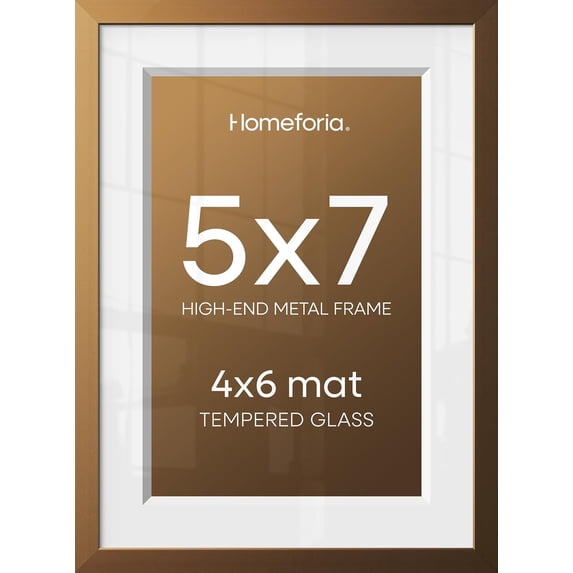 5x7 Picture Frame Bronze, High End Metal 5 x 7 Brass Frames with Mat 4 ...