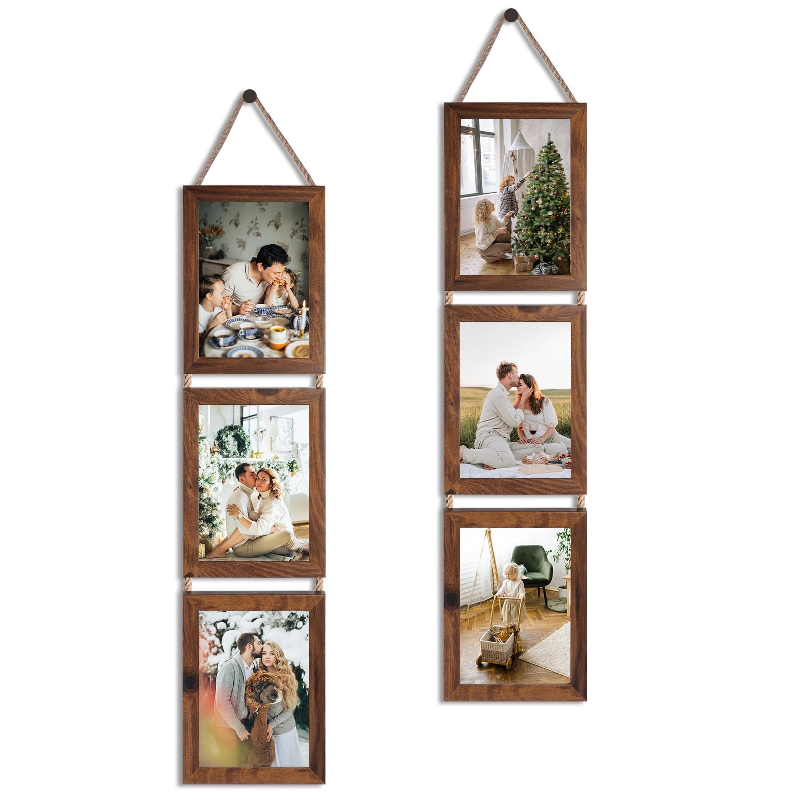 5x7 Picture Frame Collage Wall Hanging Photo Frames, Brown, Set of 2