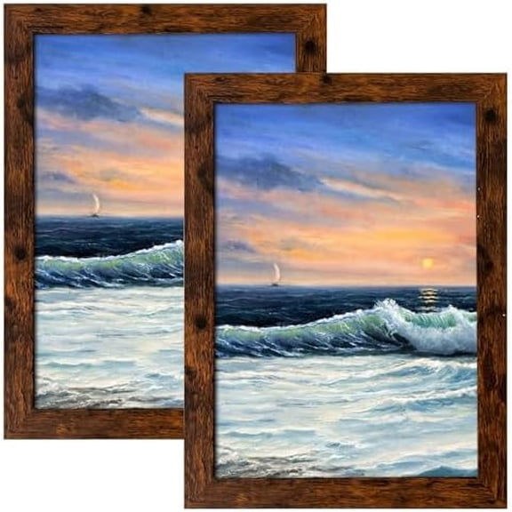 5x7 Picture Frame Dark Brown for Wall Mounting or Tabletop Display, 2 Pack