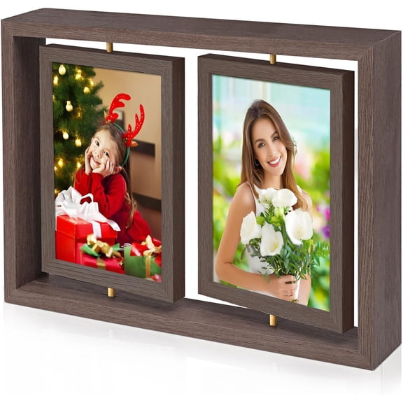 5x7 Picture Frame Desktop Picture Frame Double Side 5x7 Rotating Photo Frame Family Collage Frame Tabletop for Office Home