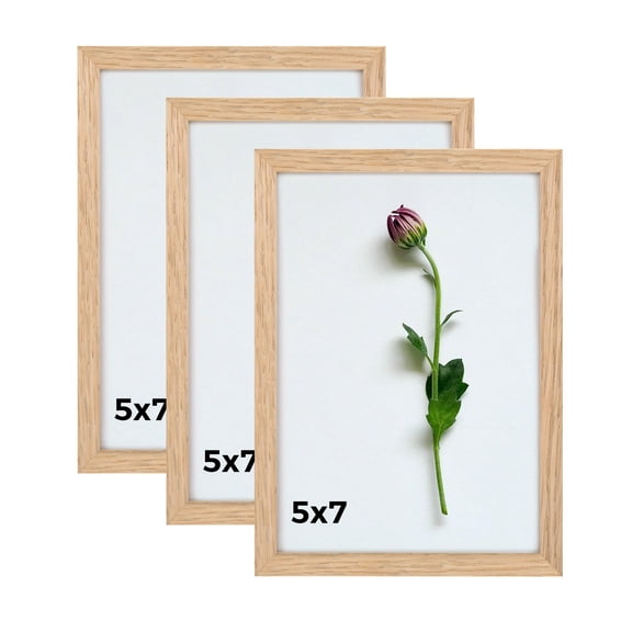 5x7 Picture Frame Set Of 3 Solid Oak Wooden Collgallery Photo Frames With Plexiglfor Tabletop Display Or Wall Hanging