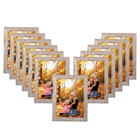 5x7 Picture Frame Set of 12, 5 by 7 Photo Frames Bulk for Wall and Tabletop Decoration, Beige White