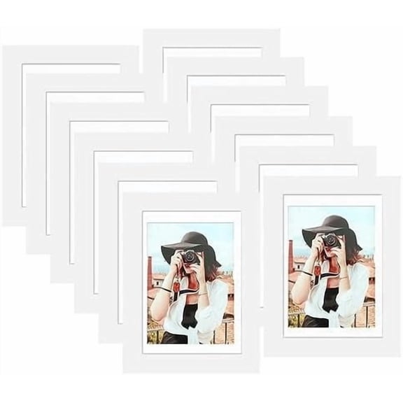 5x7 Picture Frame Set of 12, Display 4x6 with Mat or 5x7 without Mat, Photo Frames for Wall Mounting or Table Top Display, White