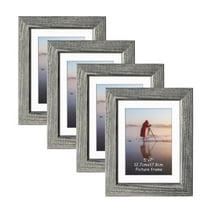 5x7 Picture Frame Set of 4, Rustic Photo Frames 4 x 6 for Tabletop or Wall Decor, Grey
