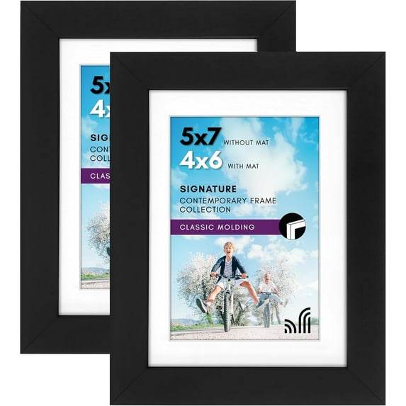 5x7 Picture Frame with Shatter-Resistant Glass - Set of 2 - Use as 4x6 ...