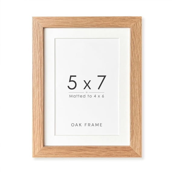 5x7 Picture Frame, Solid Oak Wood 5x7 Photo Frame with Mat to 4x6, 7x5 Picture Frames for Wall and Tabletop Display, Natural Oak 5 x 7 Frame, Set of 1