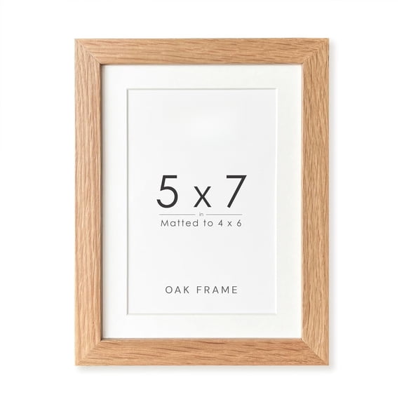 5x7 Picture Frame, Solid Oak Wood 5x7 Photo Frame with Mat to 4x6, 7x5 Picture Frames for Wall and Tabletop Display, Natural Oak 5 x 7 Frame, Set of 1