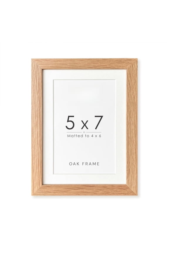5x7 Picture Frame, Solid Oak Wood 5x7 Photo Frame with Mat to 4x6, 7x5 Picture Frames for Wall and Tabletop Display, Natural Oak 5 x 7 Frame, Set of 1