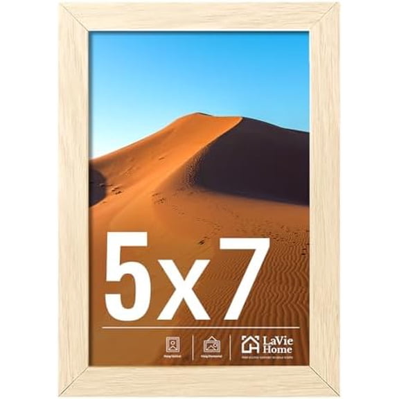 5x7 Picture Frame for Wall Display, 5x7 Oak Picture Frame with HD Plexiglas, 5 x 7 Poster Frame 1 Pack, Display Frame for Vertical or Horizontal, Classic Collection
